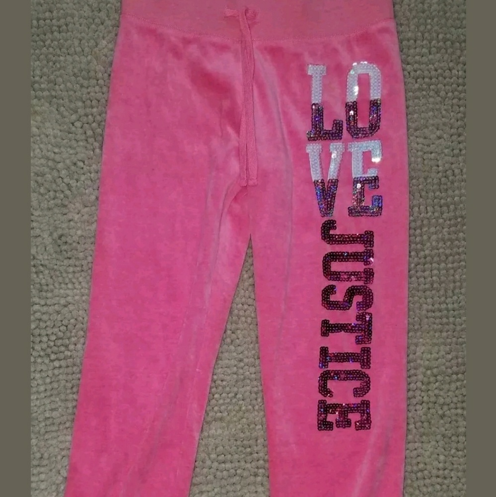 Kids girls size 7 sweat pants pink love justice